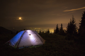 night camping near the town