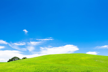 青空と緑の丘