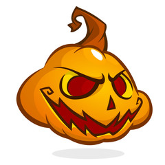 Halloween Pumpkin head isolated on white. Scary Jack. Vector illustration