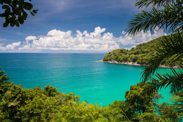 Tropical island beach with blue sky, Phuket Thailand - Travel summer holiday concept.