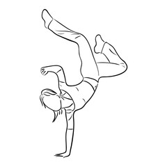 Hip-hop woman dancer vector sketch on white