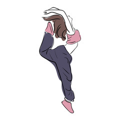 Hip-hop woman dancer vector sketch on white