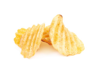 Pile of potato chips isolated