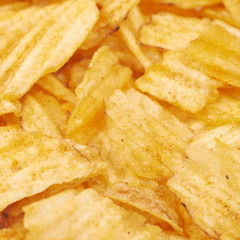 Surface covered with potato chips
