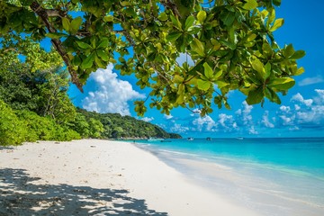 Beautiful tropical island white sand beach summer holiday - Travel summer vacation concept.