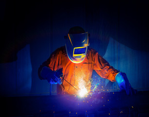 Pipe welding on the pipeline construction