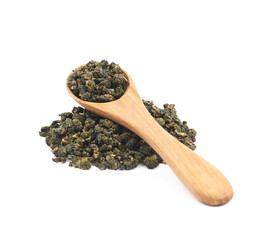 Pile of dried tea leaves isolated