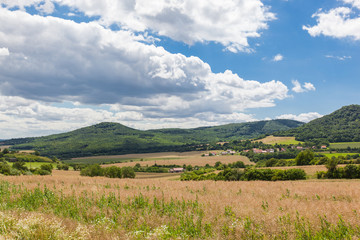 Obraz premium The beautiful landscape of the village middle mountains
