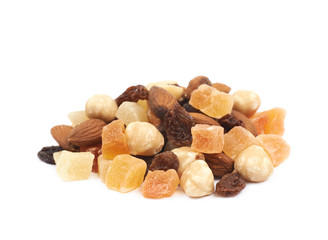 Nuts and dried fruits mix isolated