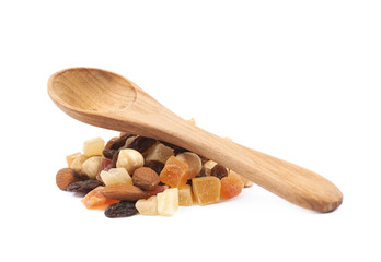 Nuts and dried fruits mix isolated