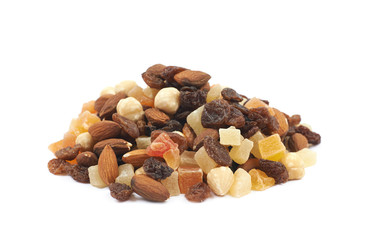 Nuts and dried fruits mix isolated