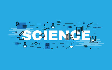 Lettering flat line design concepts of Science.
