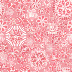 Seamless pattern with intricate flowers on pink background