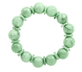 Green bead bracelet isolated on white background.clipping path.