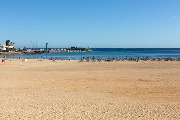 Beach in Caleta de Fuste, Fuerteventura Spain