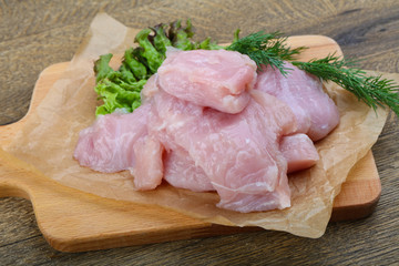 Raw sliced turkey