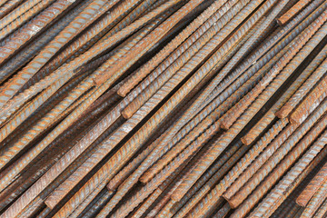 Rusty rebar waiting for construction