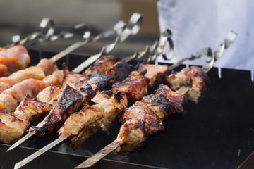Shish kebab on skewers