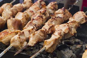 Shish kebab on skewers