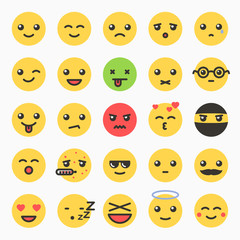 Emoticons set, yellow website emoticons, Emoji icons, Emoticons faces, Isolated emoticons on white background vector illustration