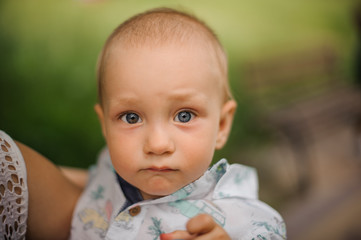 Image of cute baby boy, closeup portrait  child