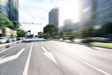 Obraz na płótnie Canvas blur traffic on road in downtown of chongqing