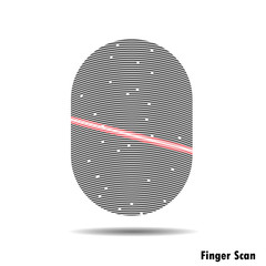 The security system for Smartphone fingerprint. Fingerprint with a red indicator vector illustration