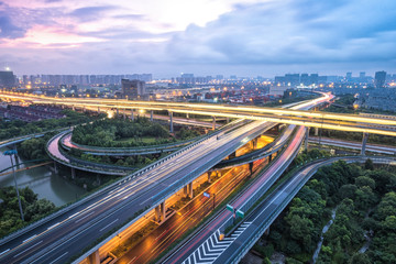 Fototapeta na wymiar road junction in hangzhou at twilight