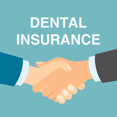 Dental insurance handshake. Concept of protection from dental illness like caries. Healthcare insurance.