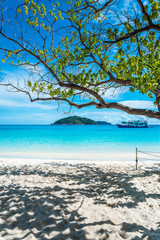 Fototapeta na wymiar Beautiful tropical island white sand beach summer holiday - Travel summer vacation concept. 