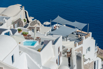 Terraces over the sea of Santorini