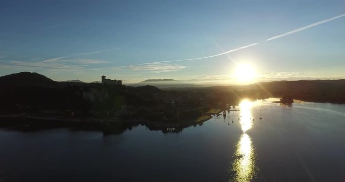 Morning Sunrise in The Beautiful city in Italy with Arona