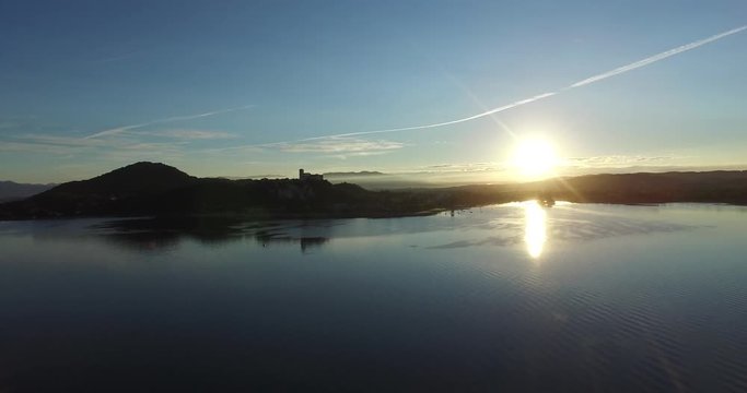 Aerial Shot With Inspire1 on the Lake  town Arona in Italy