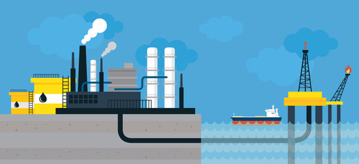 Oil Refinery Land and Offshore, Gas, Petroleum, Fuel, Background