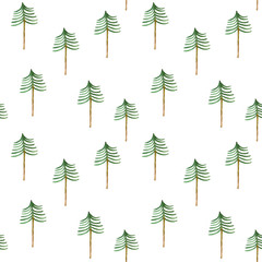 Christmas tree, watercolor, seamless pattern
