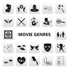 Naklejka premium Movie genre simple icon set on background