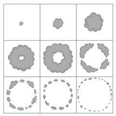 Explode effect animation with smoke. 