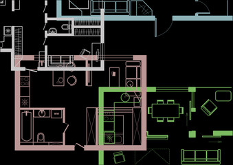 Architectural background plans black