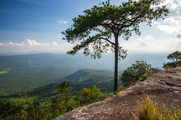 View point cliff from the top of mountain in sunny day blue sky background.