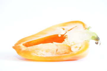  
Beautiful yellow peppers, isolated on white background.