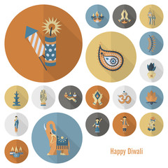 Diwali. Indian Festival Icons