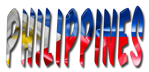 Philippines Word With Flag Texture