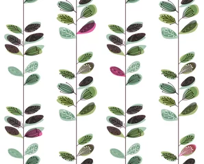 Fotobehang Jaren 50 Patroon van op de jaren 50 geïnspireerde bladeren, ontwerp uit het midden van de eeuw, eps10