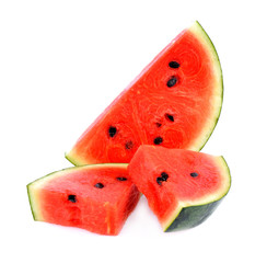 Watermelon slices on white background