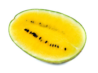 yellow watermelon slices on white background
