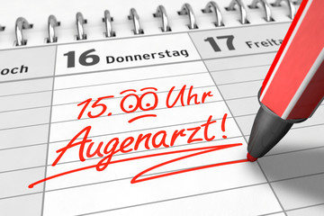 Fototapeta premium Augenarzt-Termin in Kalender einschreiben