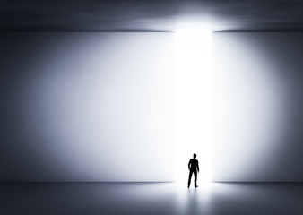 Businessman about to cross the entrance to the light.