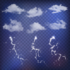 Sky creator with realistic vector clouds and thunderstorms.