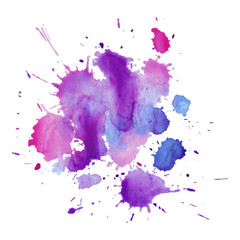 Abstract watercolor stain with splashes multicolor