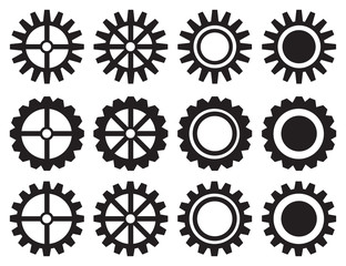 Industrial Toothed Wheels Vector Icon Set - obrazy, fototapety, plakaty